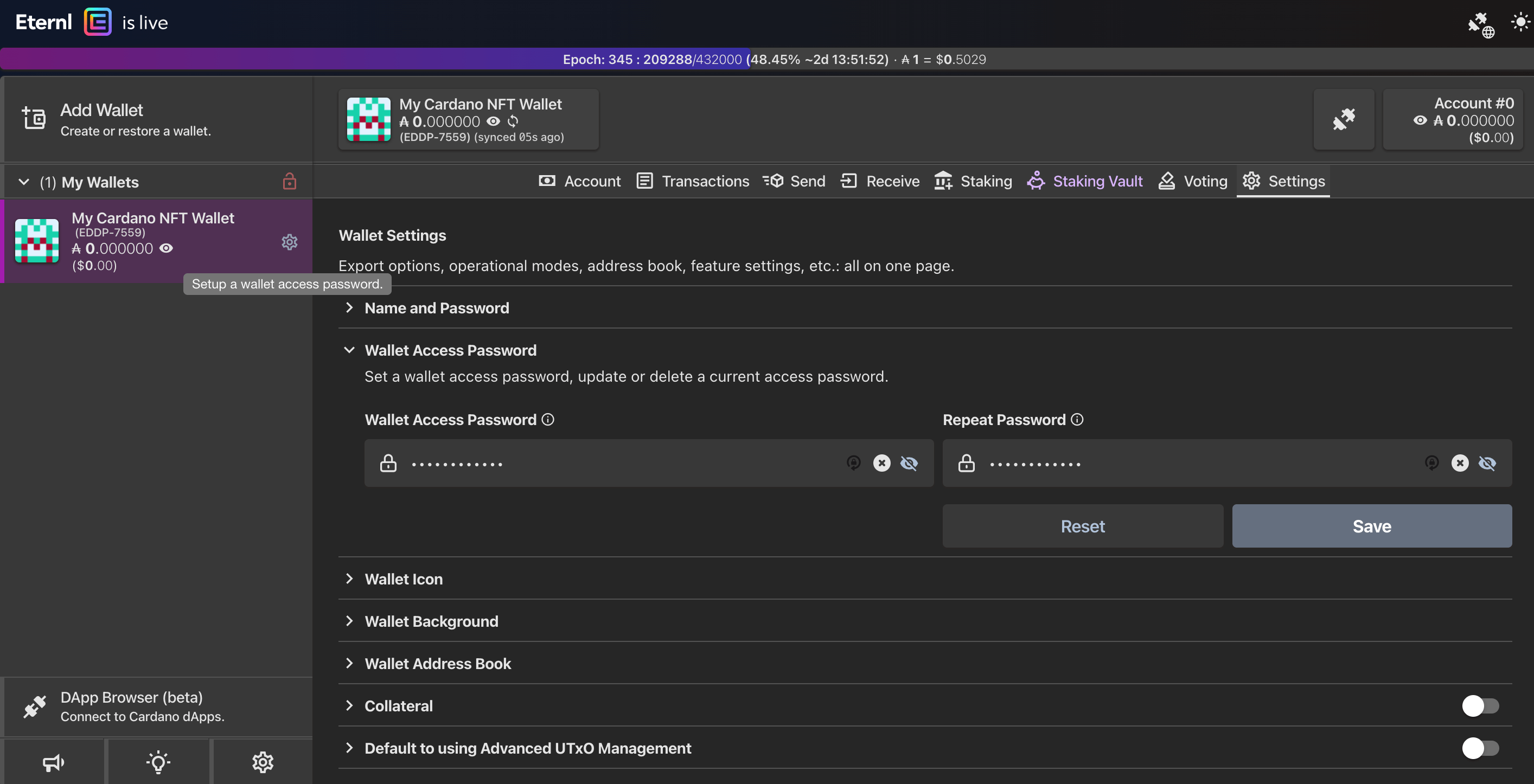 Eternl Wallet Setup